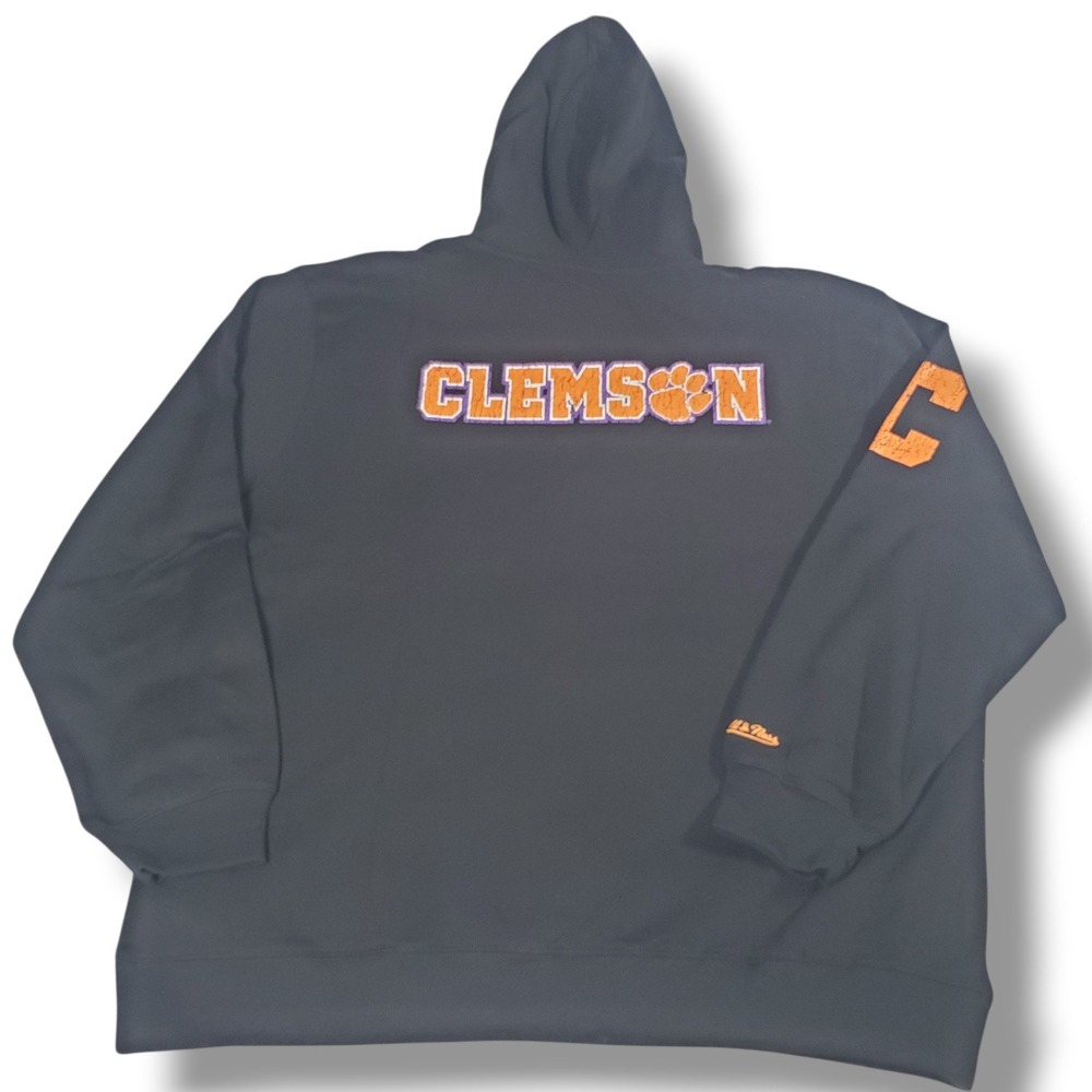 Mitchell & Ness Clemson Tigers Fleece Hoodie Mens 2XL Black NCAA Football New - Picture 2 of 14
